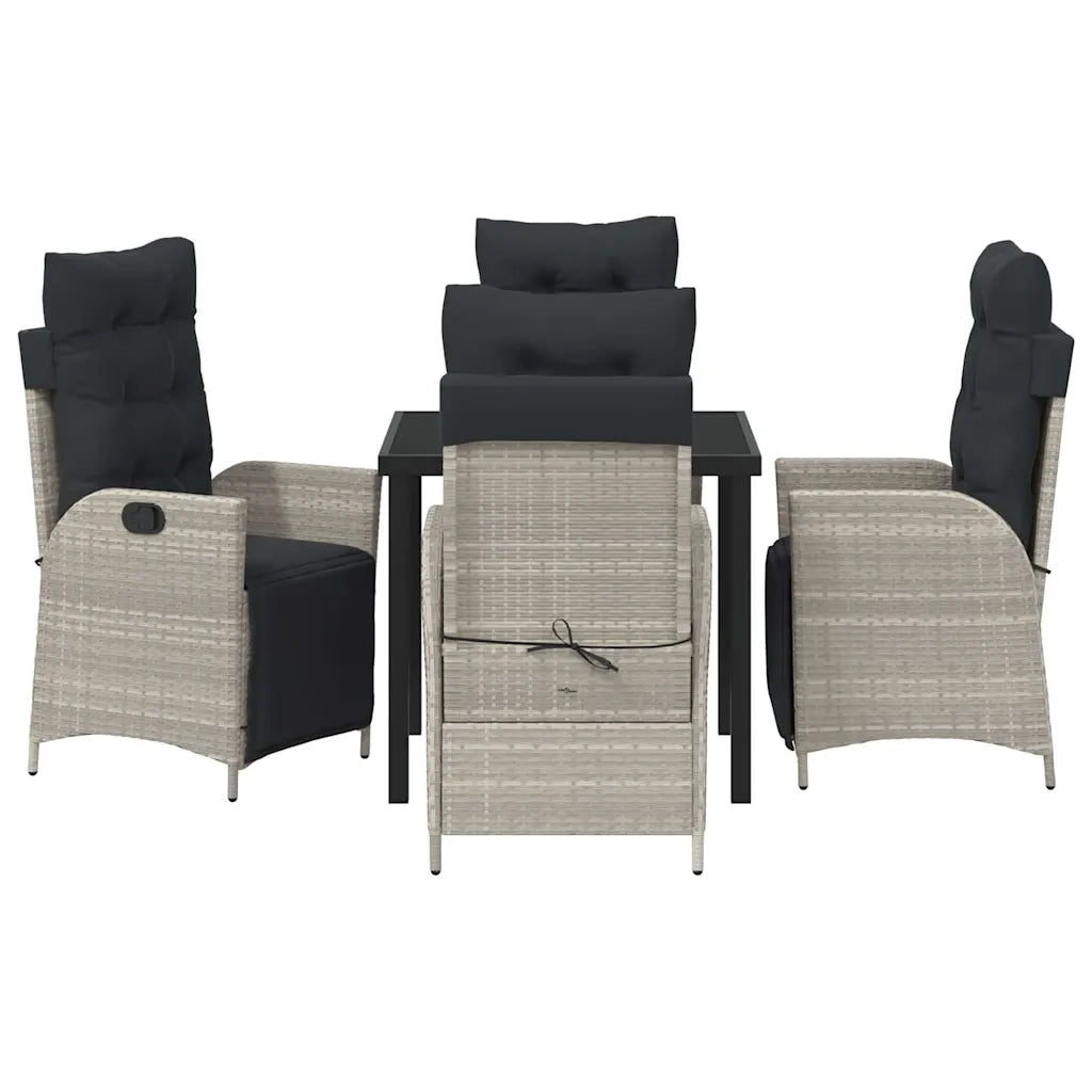 Set da Pranzo per Giardino 5 pcs Grigio chiaro polyrattan