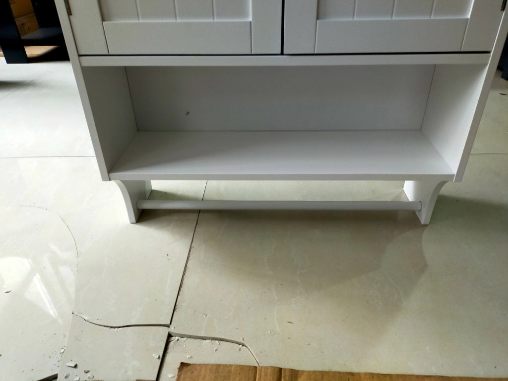Armadio pensile da bagno bianco in MDF con ripiani regolabili