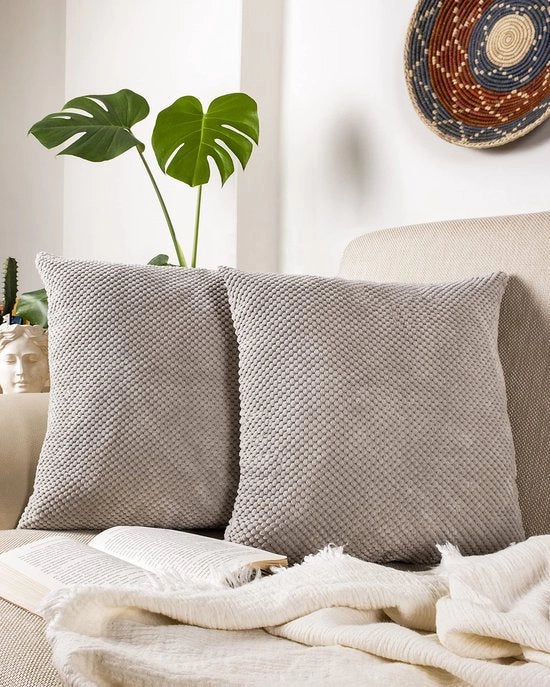 Set di 2 cuscini decorativi in corduroy con chiusura a zip nascosta 45x45 cm