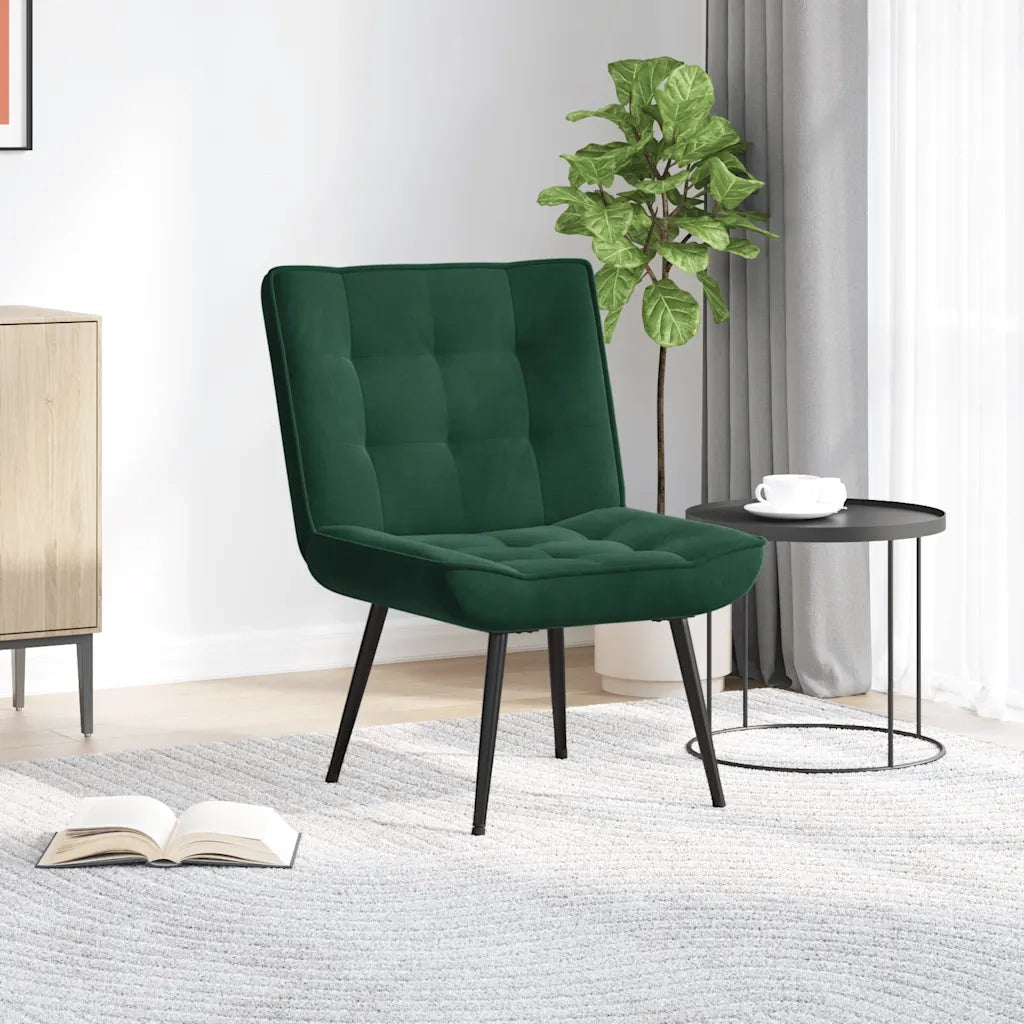 Sedia Relax 64x74x84 cm Verde Scuro in Velluto 4012319