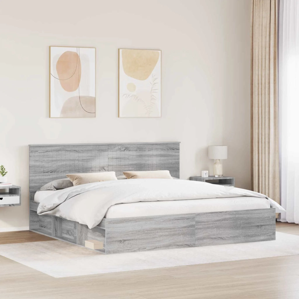 Struttura del letto Grigio Sonoma 200 x 200 cm Pino massello 3410970