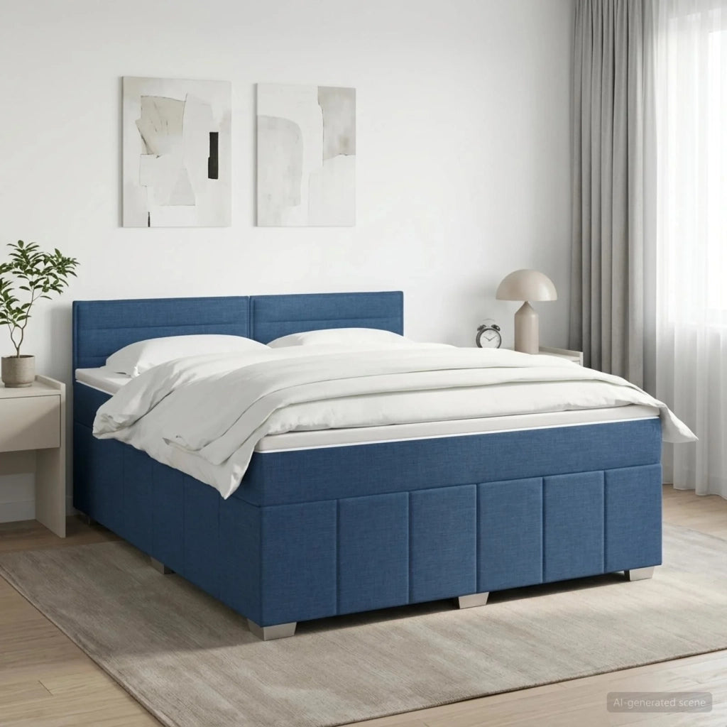Letto box spring con materasso Blu 160 x 200 cm Tessuto 3451247