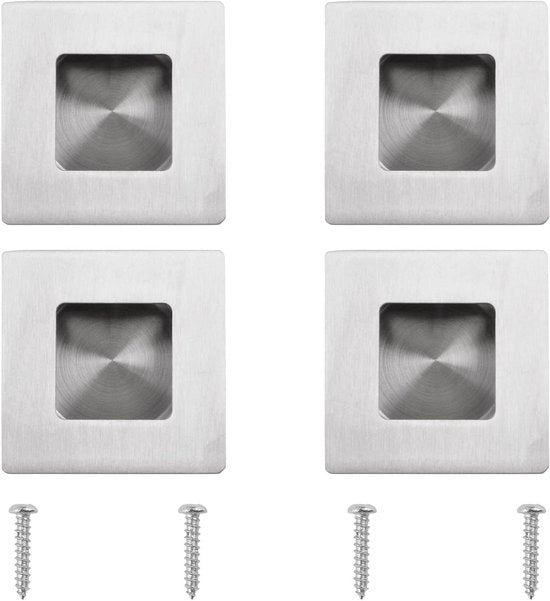 Maniglie a scomparsa a 4 vie in acciaio inossidabile 50 mm - per armadi e comò - finitura borchiata argento - 4 pezzi