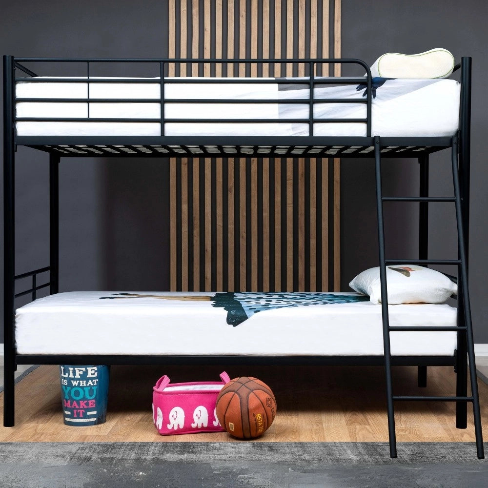 Letto a castello in metallo Monza colore nero 199x86.5x159.5