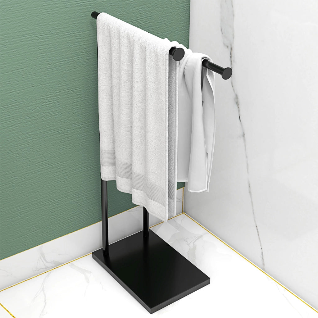Portasciugamani con 2 barre in acciaio ¨C zephmum ¨C nero 35,5x20x78 cm