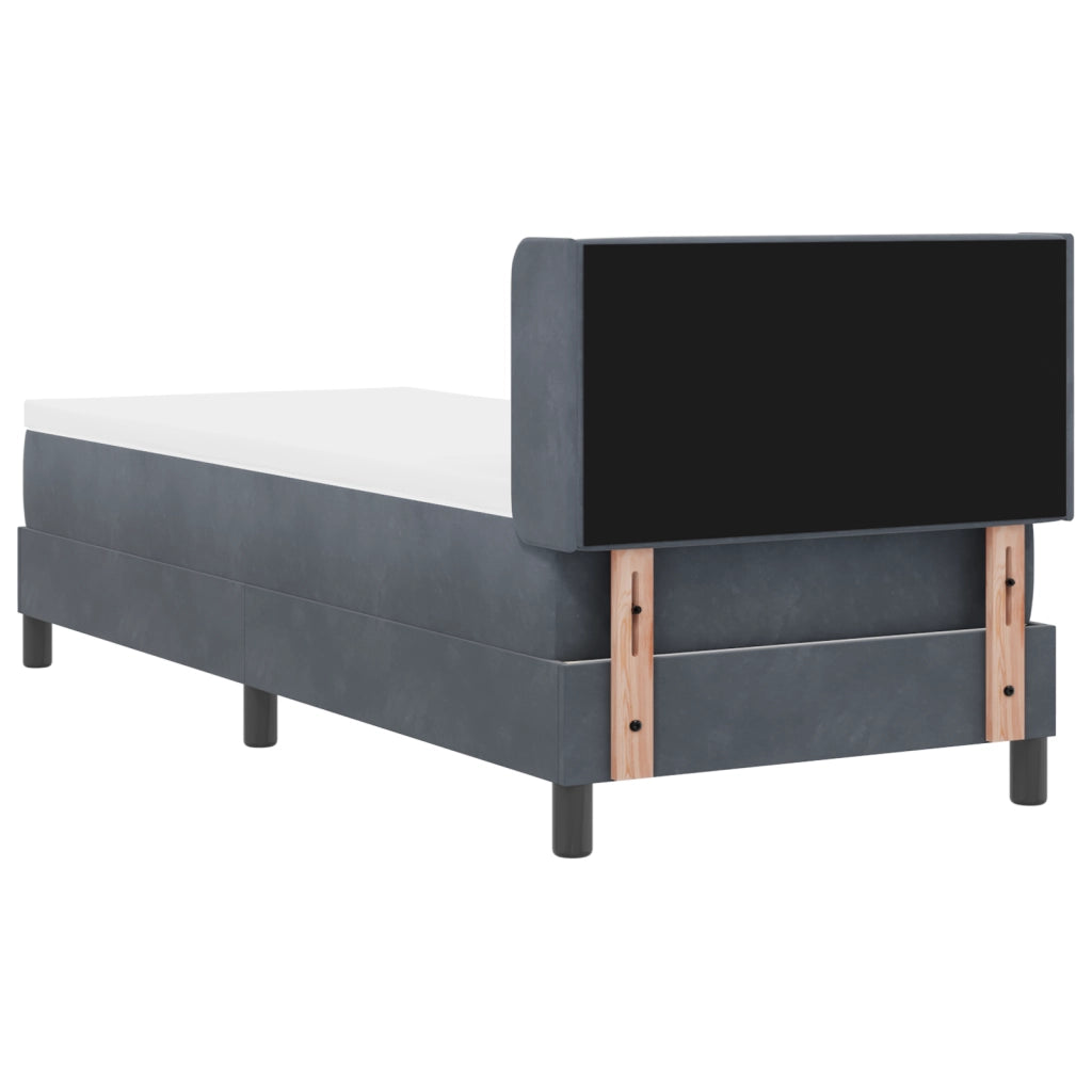 Letto Box Spring con Materasso Grigio Scuro 80x200 cm in Velluto