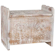 Baule in legno bianco e marrone artigianale 60x36x50 cm