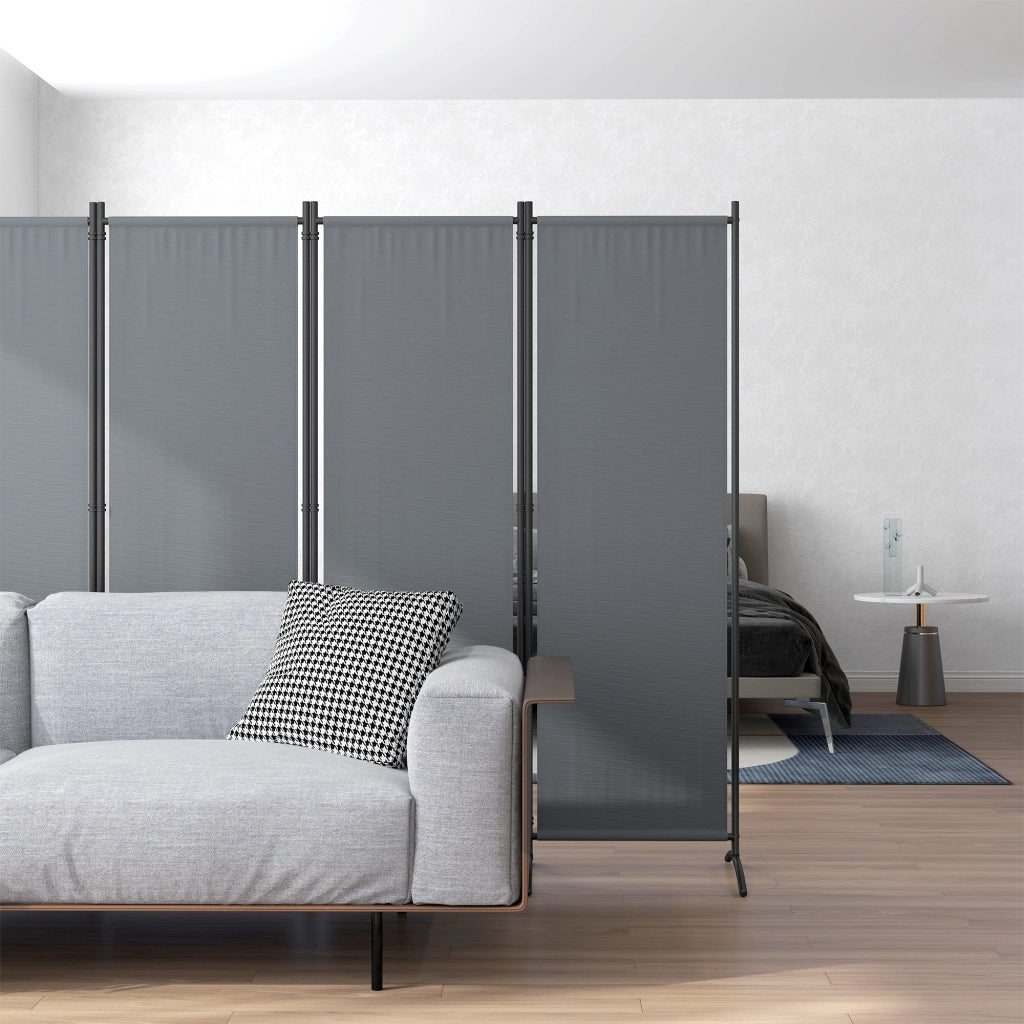 Paravento da Esterno e Interno a 4 Pannelli Pieghevole 221x50x172 cm Grigio Scuro