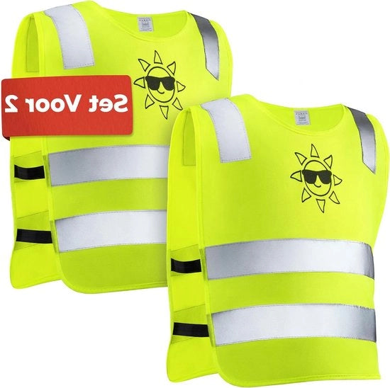 Vestizione di Sicurezza Riflettente - Alta Visibilità Gialla - Dimensione Universale - EN 1150:1999 - Per Bambini da 2 a 12 Anni