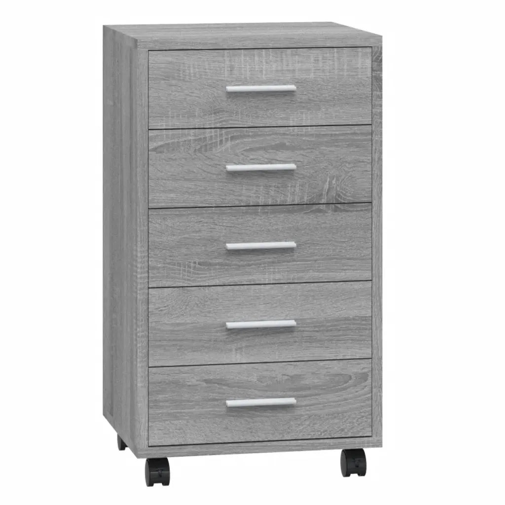 Mobiletto con cassetti e rotelle 33 x 38 x 63 cm moderno e flessibile spazio contenitivo legno composito grigio 02_0047080