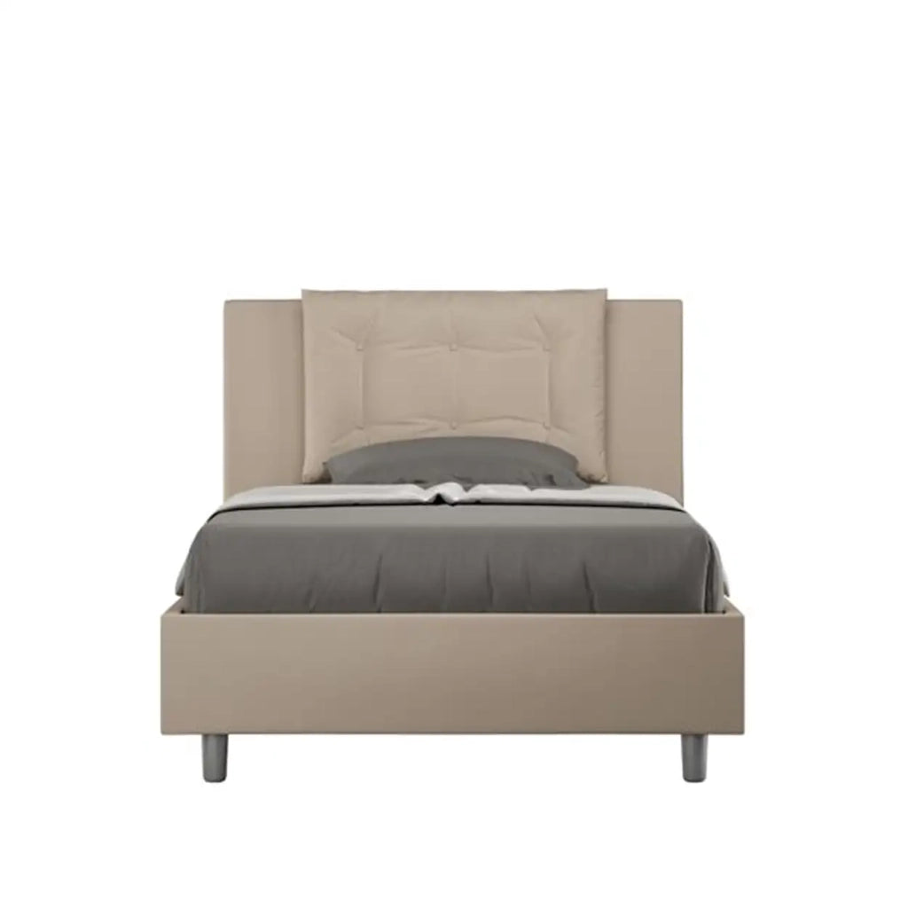 Letto una piazza e mezza senza rete imbottito 120x190 similpelle tortora Annalisa