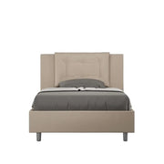 Letto una piazza e mezza senza rete imbottito 120x190 similpelle tortora Annalisa