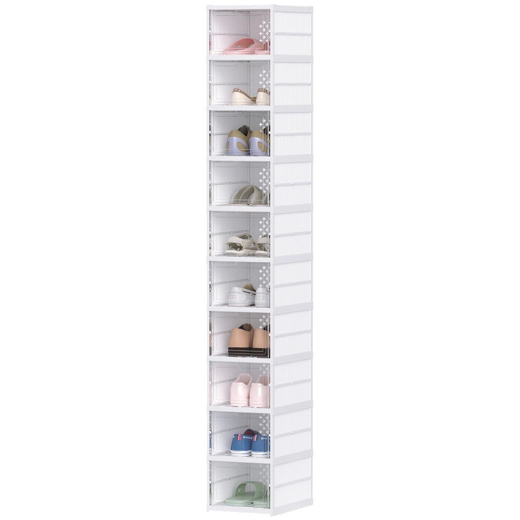 Armadio per scarpe ¨C zephmum ¨C bianco, pieghevole, 10 livelli