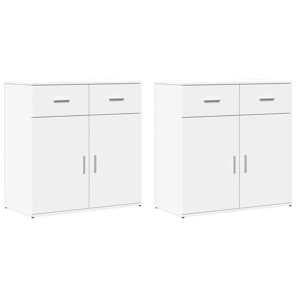 Buffet credenza cassettiera armadio mobile contenitore organizer per cucina soggiorno salotti set da 2 79 x 38 x 80 cm legno ingegnerizzato bianco 02_0036685