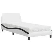 Letto singolo | Letto per adulti | Letto con Materasso Dover Nero e Bianco 80x200 cm in Similpelle