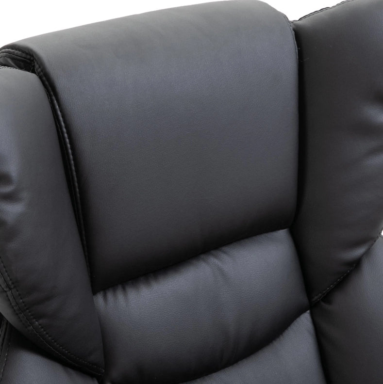 Poltrona relax massaggiante con poggiapiedi, reclinabile, nera