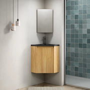 Mobile bagno angolare con lavabo integrato nero opaco