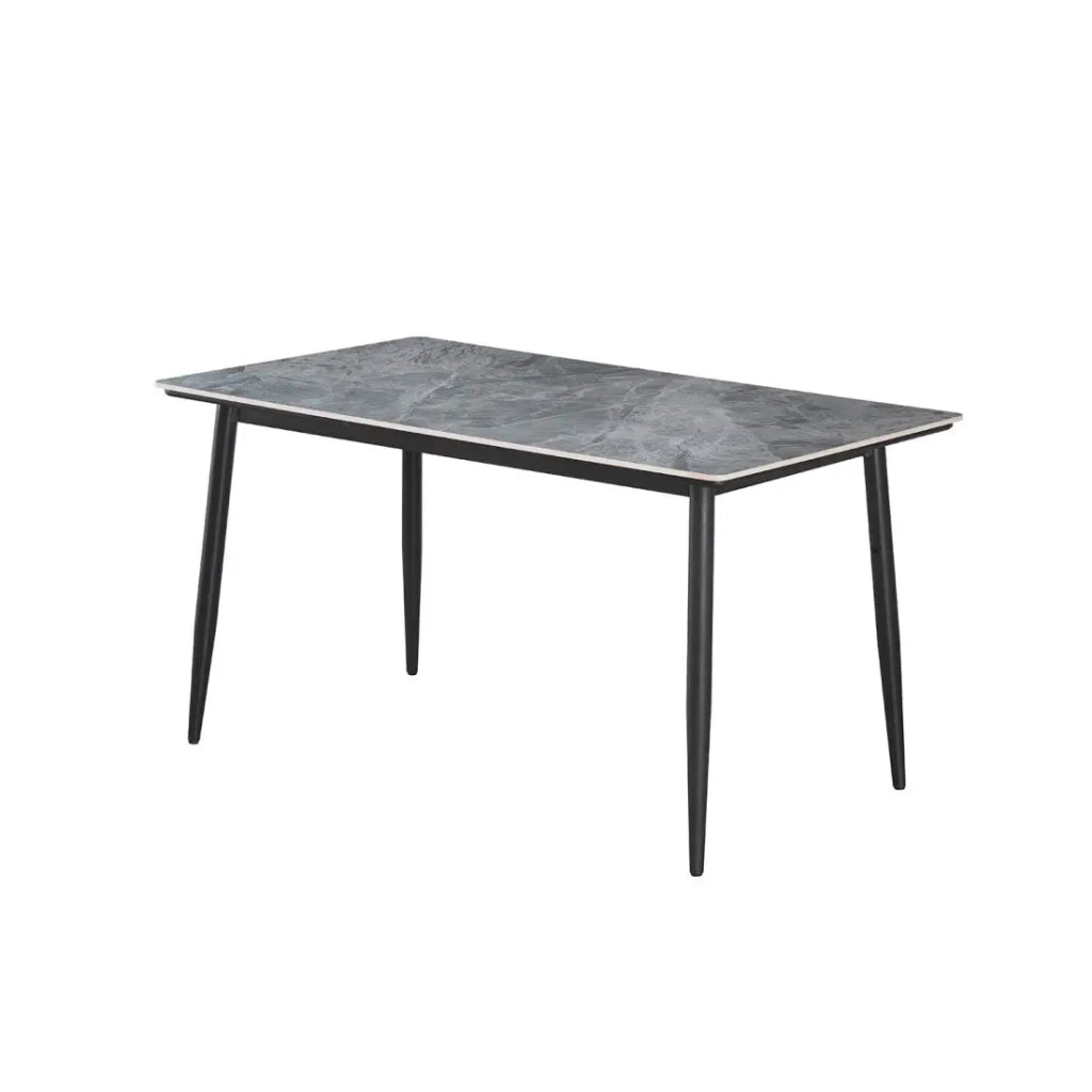 Tavolo da pranzo GRANVIA – 140x80 cm effetto ardesia e gambe in metallo