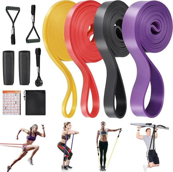 Set di cinture di resistenza 4 livelli per allenamento con manubri e protezioni per porte