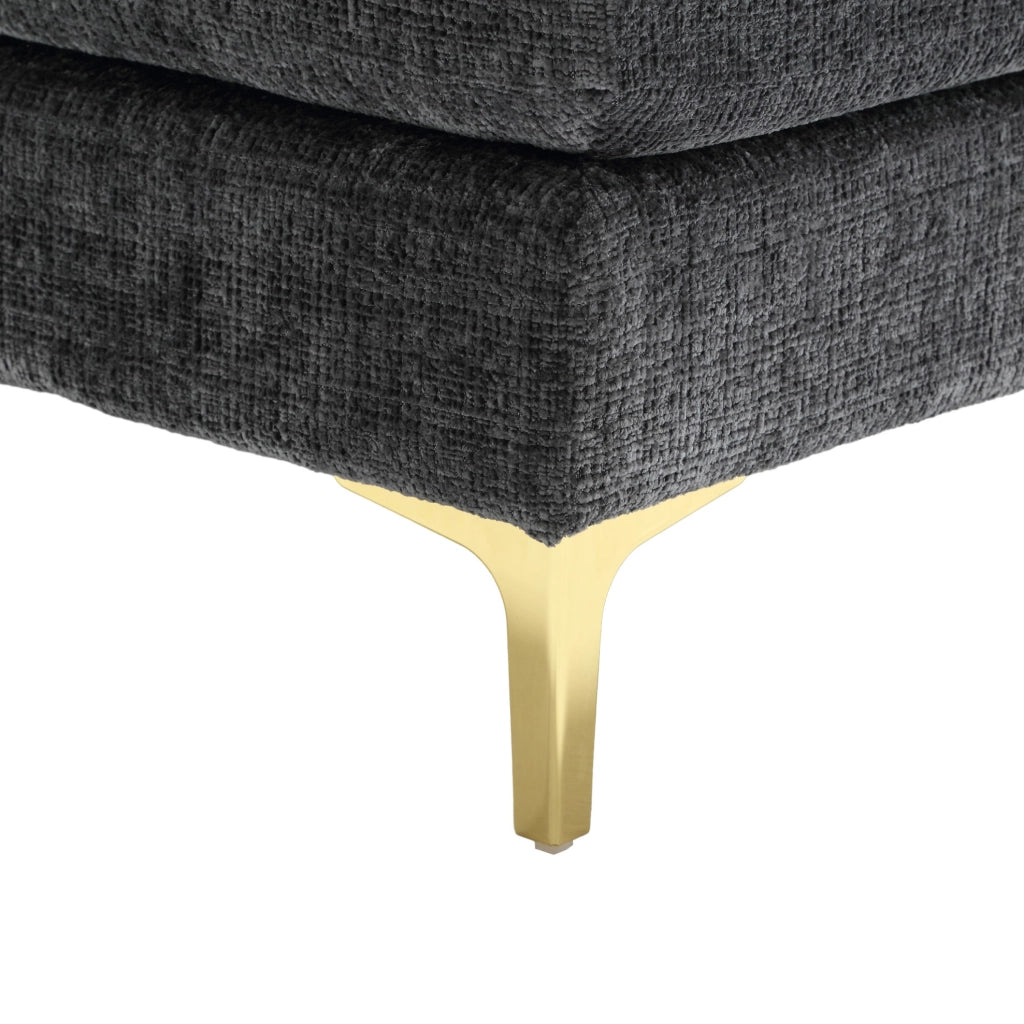 Divano a U 272x136x88 cm con due sedute reclinabili; struttura in legno; chenille grigio