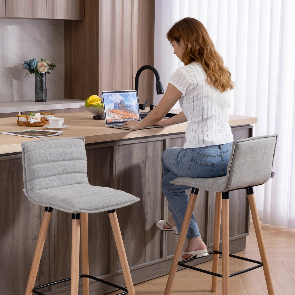 Set di 2 sgabelli da bar ¨C zephmum ¨C imbottiti in grigio, 48x48x99,5 cm