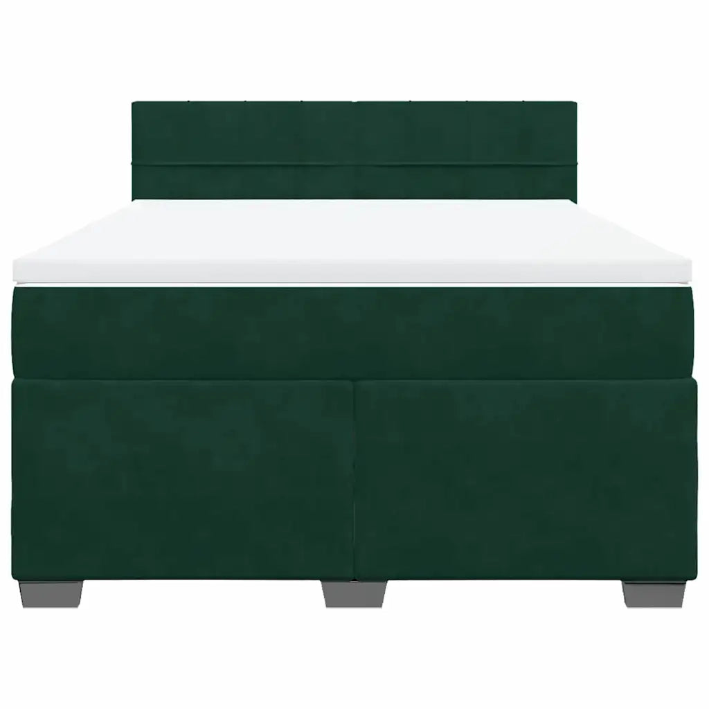 Giroletto a Molle con Materasso Verde Scuro 140x190 cm Velluto 3286309
