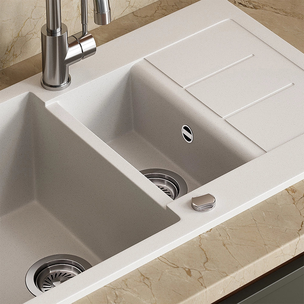 Bergström Lavello Bianco 80 x 50 cm con 2 lavandini e zona di asciugatura