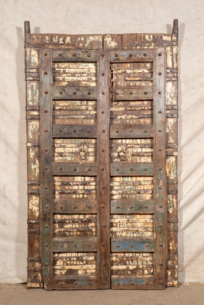 Biscottini Porta portone in legno massello e ferro da interno o da esterno vecchia e antica medievale scorrevole