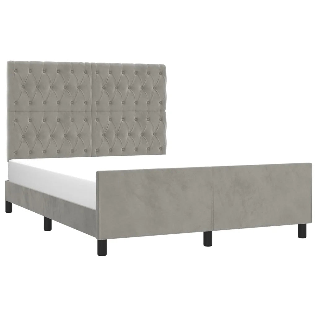 Giroletto con Testiera Grigio Chiaro 140x200 cm in Velluto cod mxl 60600