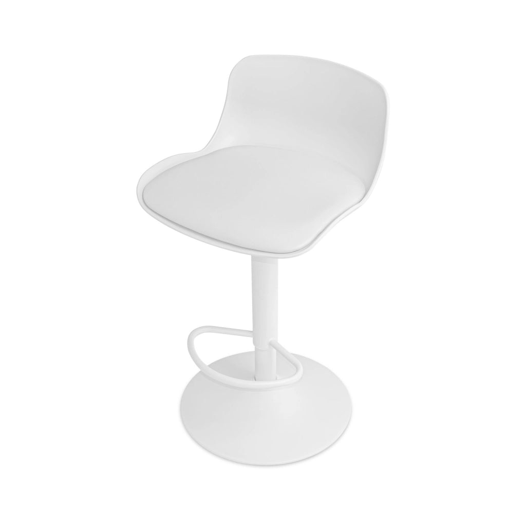 Amsterdam - Set 2 Sgabelli Bar 45x80x45 cm in Acciaio Verniciato Polietilene e Similpelle Imbottita Bianco