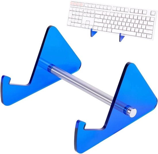 Supporto per tastiera Display Stand Blu Acrilico Acciaio Portatile Cassetto per ufficio Raster Organizzatore di collezione Supporto per desktop Accessorio da ufficio