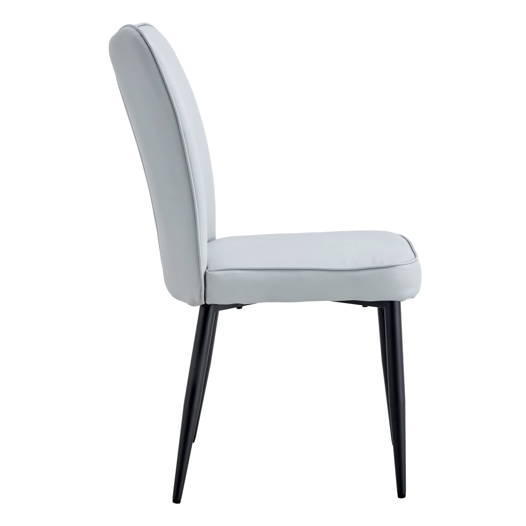 Sedia da pranzo Set di 2 con Schienale ergonomico e Piedini regolabili, in PU, Grigio chiaro Nero