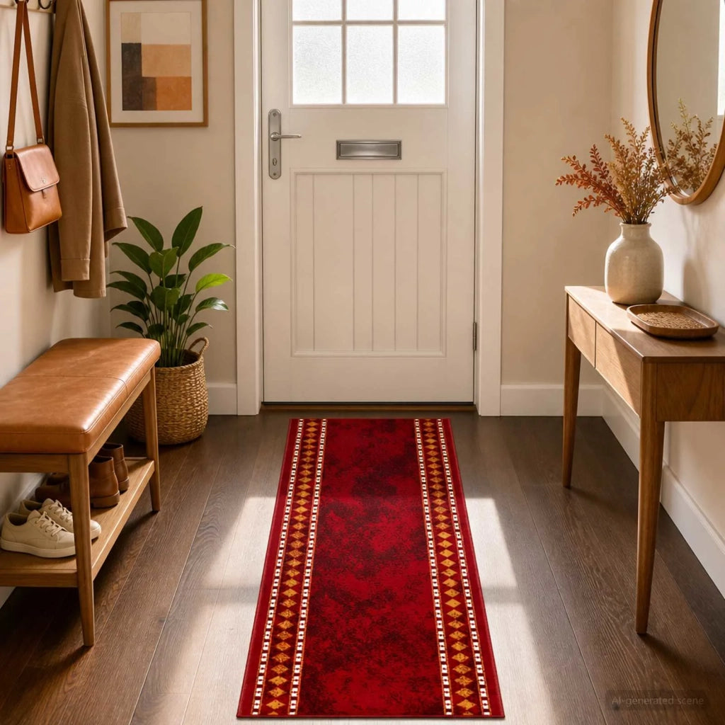 Tappeto Runner FLORNES Tessuto Rosso 67 x 250 cm PP 7 mm 42057235