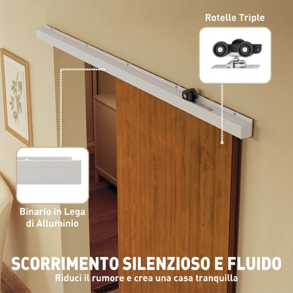 Porta Scorrevole per Armadio ¨C zephmum ¨C 90x210 cm, Effetto Legno Marrone