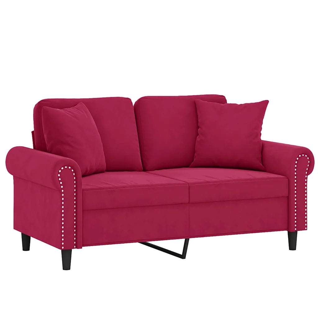 Divano a 2 Posti con Cuscini-Sofa 2 Posti con Cuscini Rosso Vino 120 cm in Velluto 807854