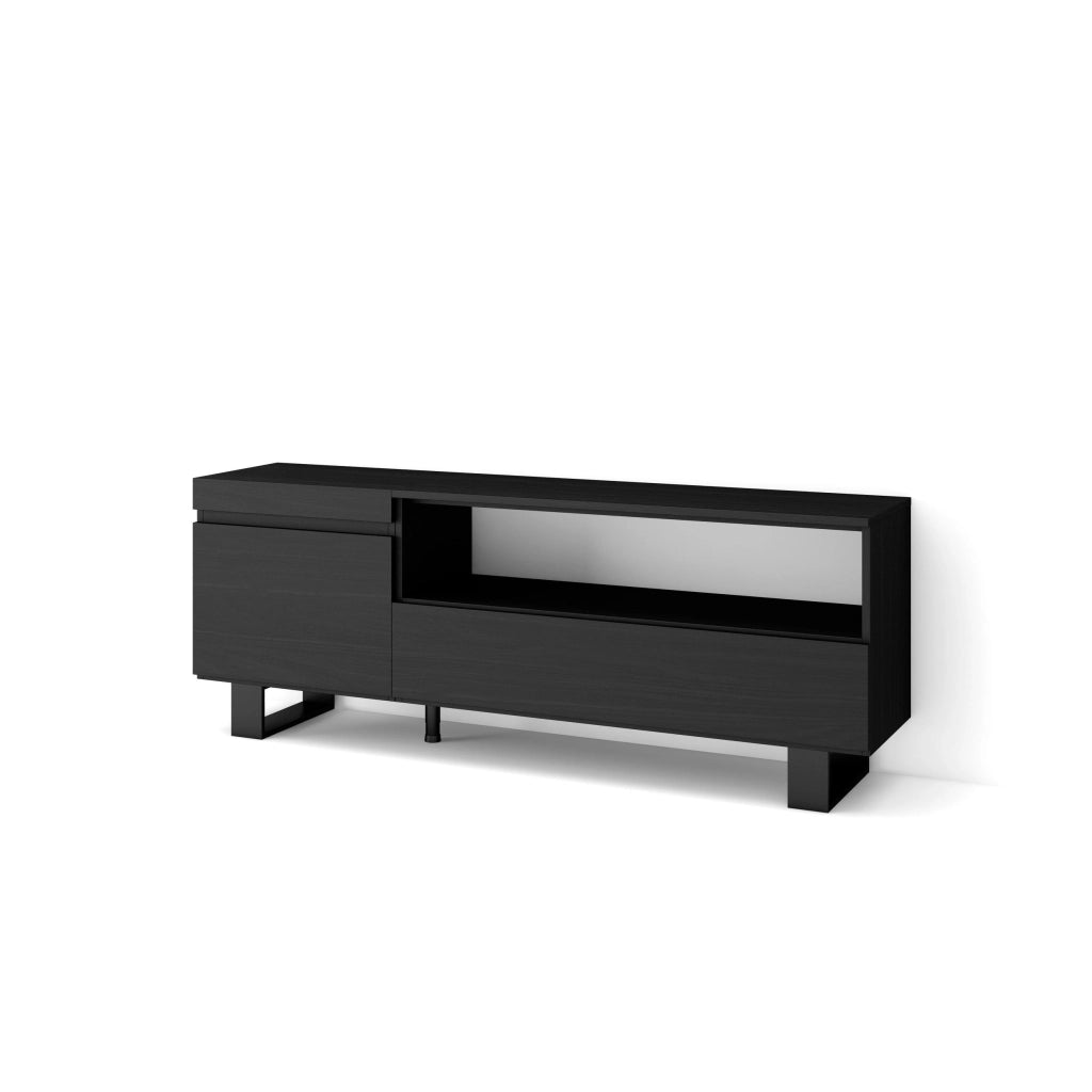 Mobile TV Soggiorno, 150x35x57cm, Per TV fino a 65", Design industriale, Nero RF2482