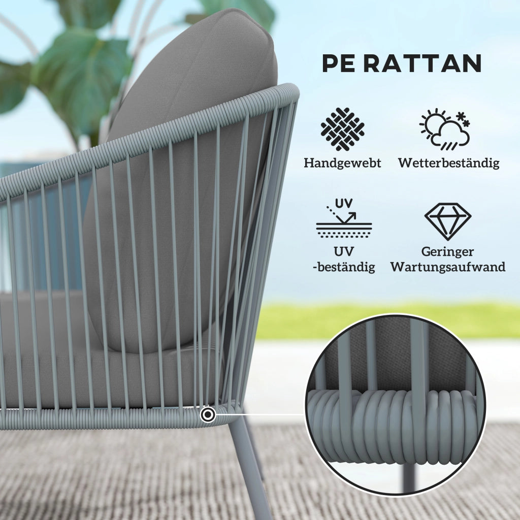 Divano da giardino 2 posti con cuscini ¨C zephmum ¨C polyrattan grigio 112x72x76 cm