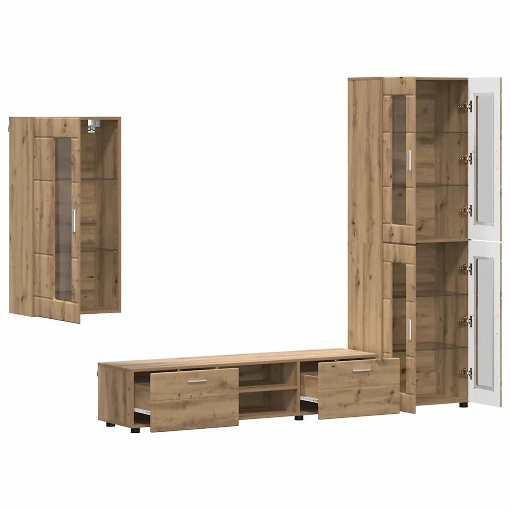Set mobile TV FLORIN Rovere artigianale Legno multistrato