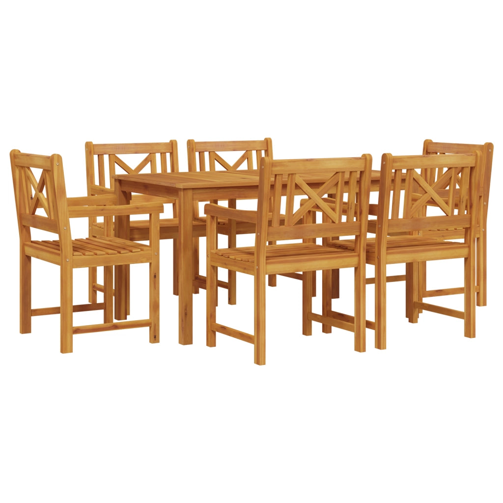 Set da Pranzo da Giardino 7 Pezzi in Legno Massello di Acacia