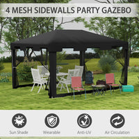 Gazebo  Pieghevole con Zanzariera e 2 Ingressi 4x3m in Metallo e PE Grigio Scuro