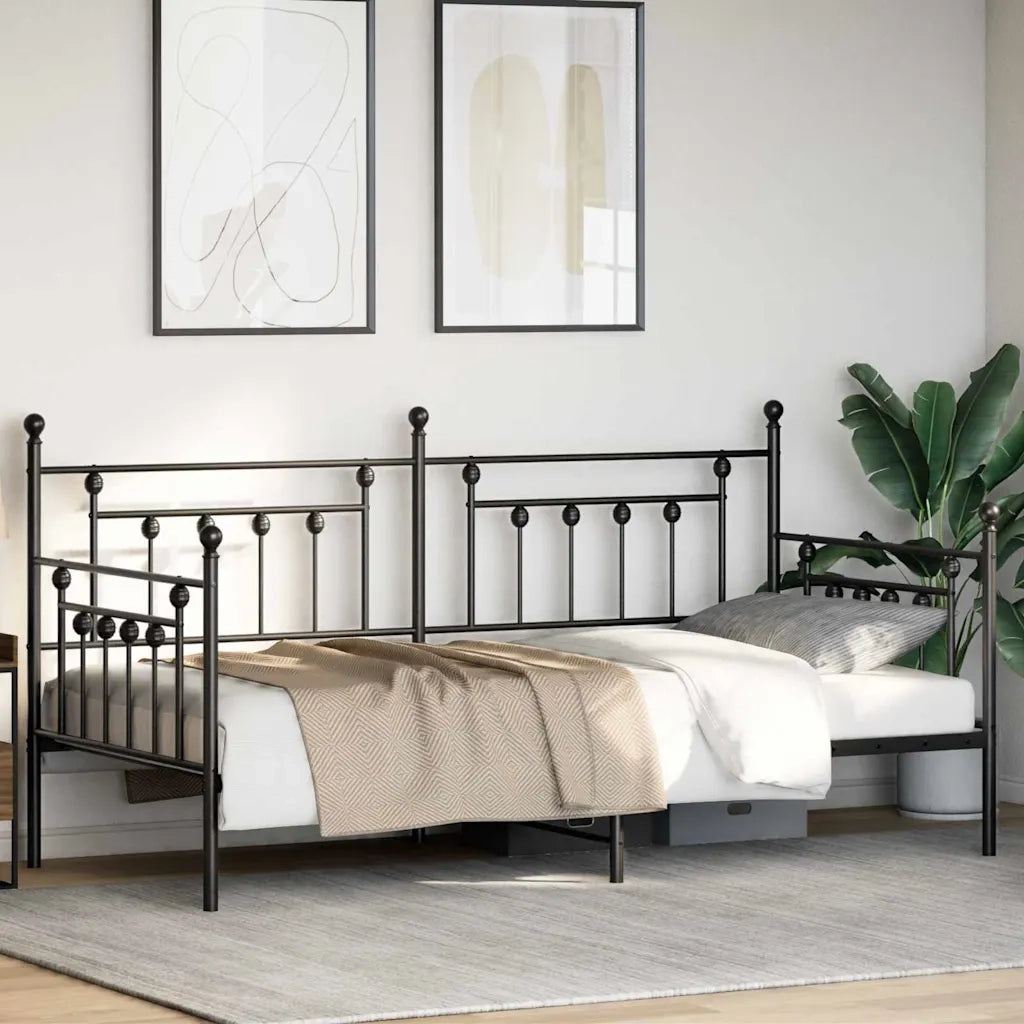 Struttura per letto di giorno Nero 107 x 203 cm Acciaio 42002662