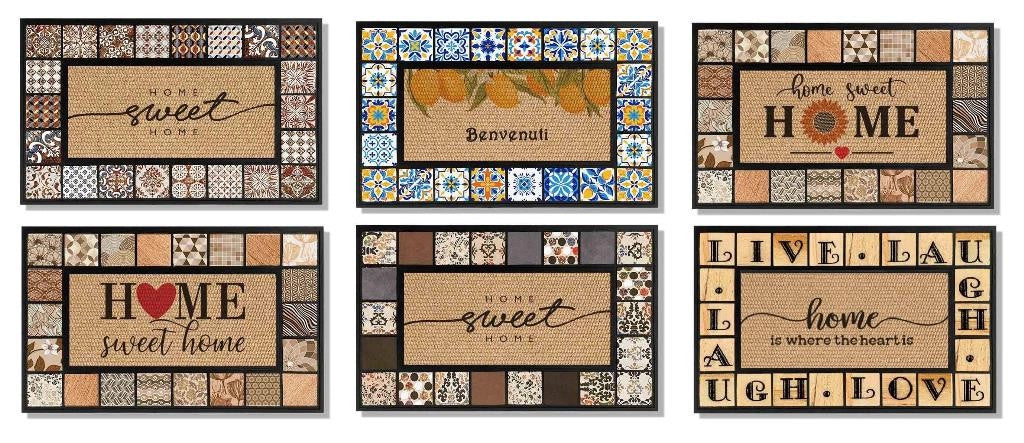 1 Pezzo Zerbino Tappeto in Gomma 45 x 75 cm 6 Decori