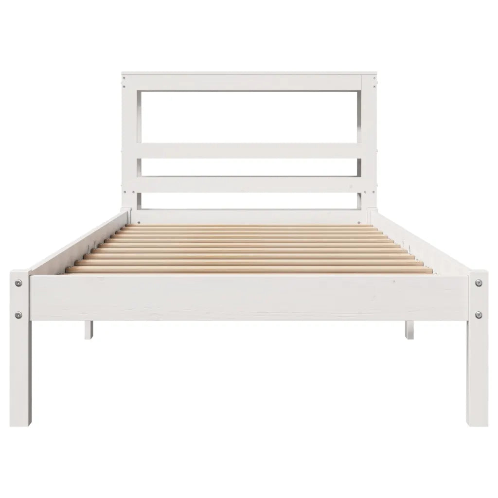 Letto senza Materasso Bianco 75x190 in Legno Massello di Pino 3305707