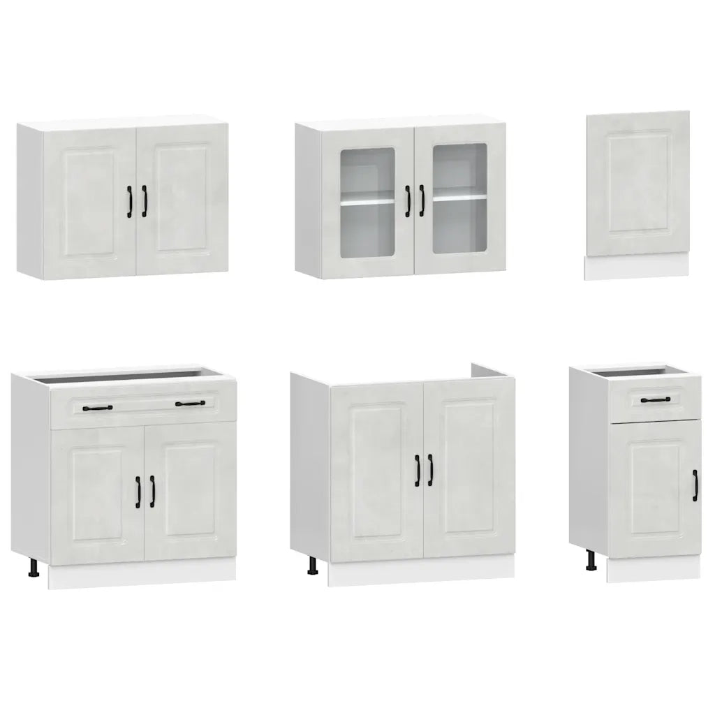 Set Mobili da Cucina 7 pz Kalmar Grigio Cemento in Truciolato