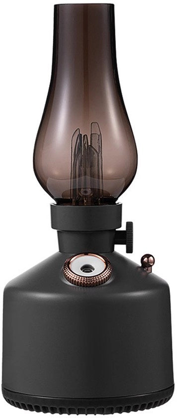 Bevettore d'aria in forma di lampada a olio con lampada, umidificatore silenzioso per la casa in forma di lampada a petrolio, diffusore di aromaterapia, 2 livelli di nebbia, regolazione continua della luminosità, 260 ml (grigio)