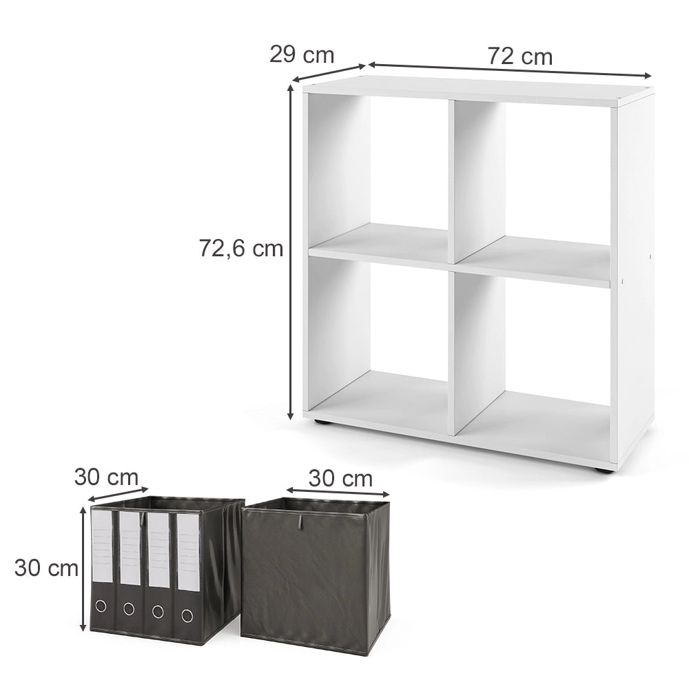 Vicco Scaffale Bianco 72.6 x 72 cm con 2 scatole pieghevoli