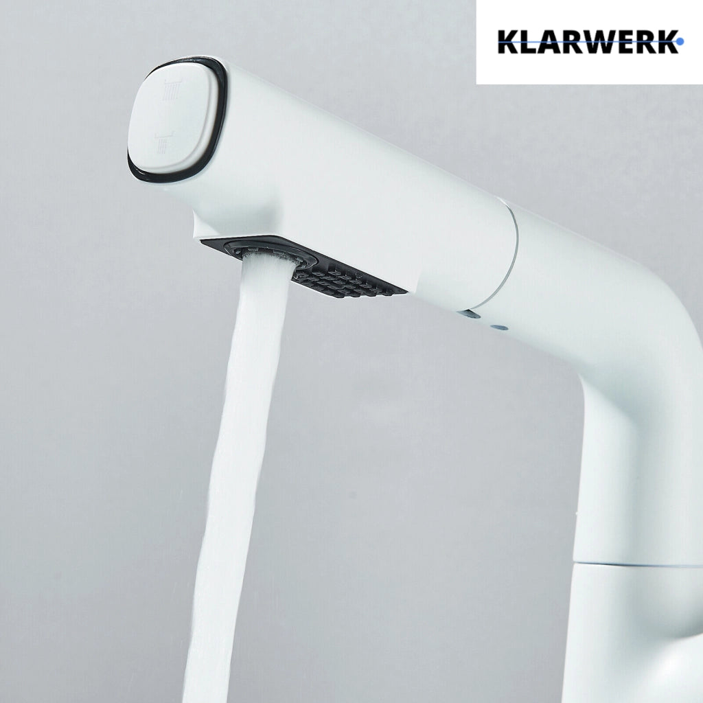 MAX | Rubinetto da bagno estensibile in acciaio inox con funzione doccia bianco | da bagno con rubinetto alto, lavabo independente per ristorazione