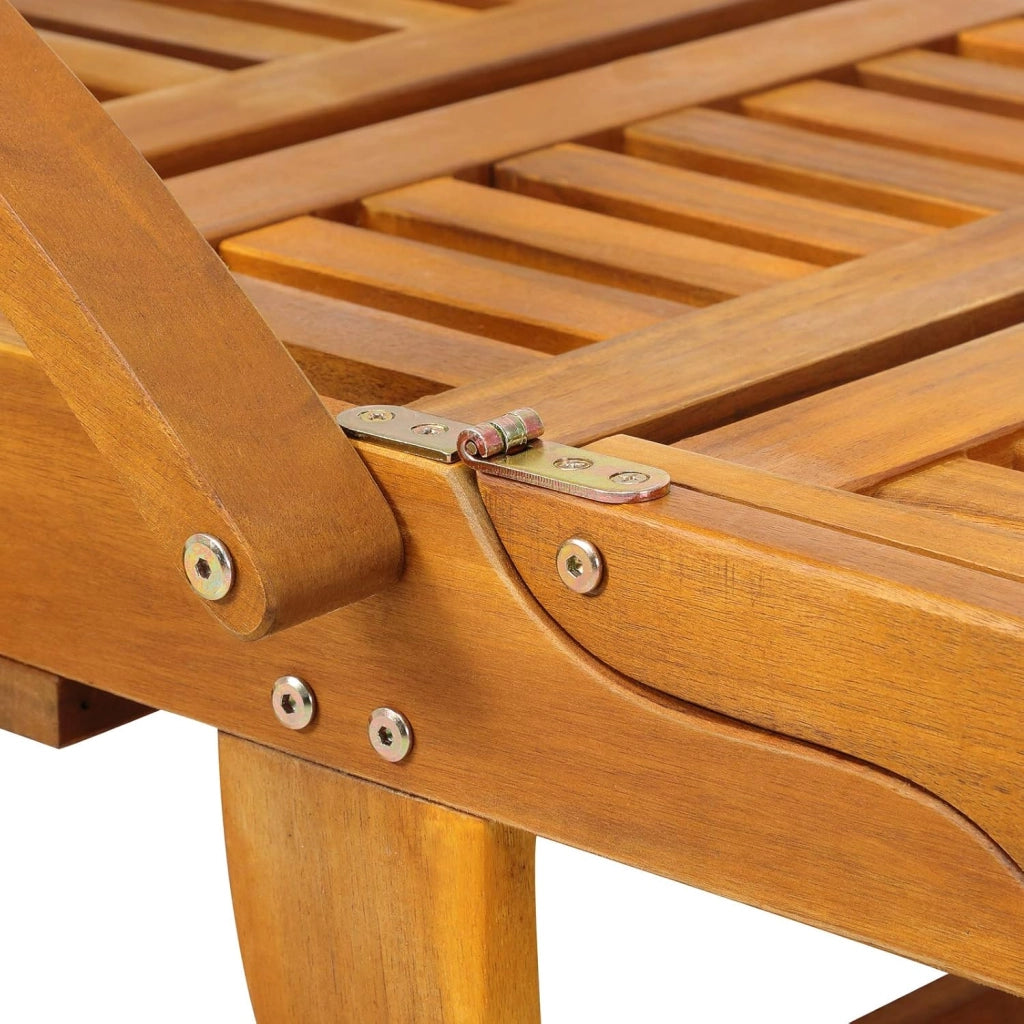 Sedia a Sdraio 2x Tami Sun in Legno Acacia Tavolino Estraibile Lettino Prendisole Pieghevole