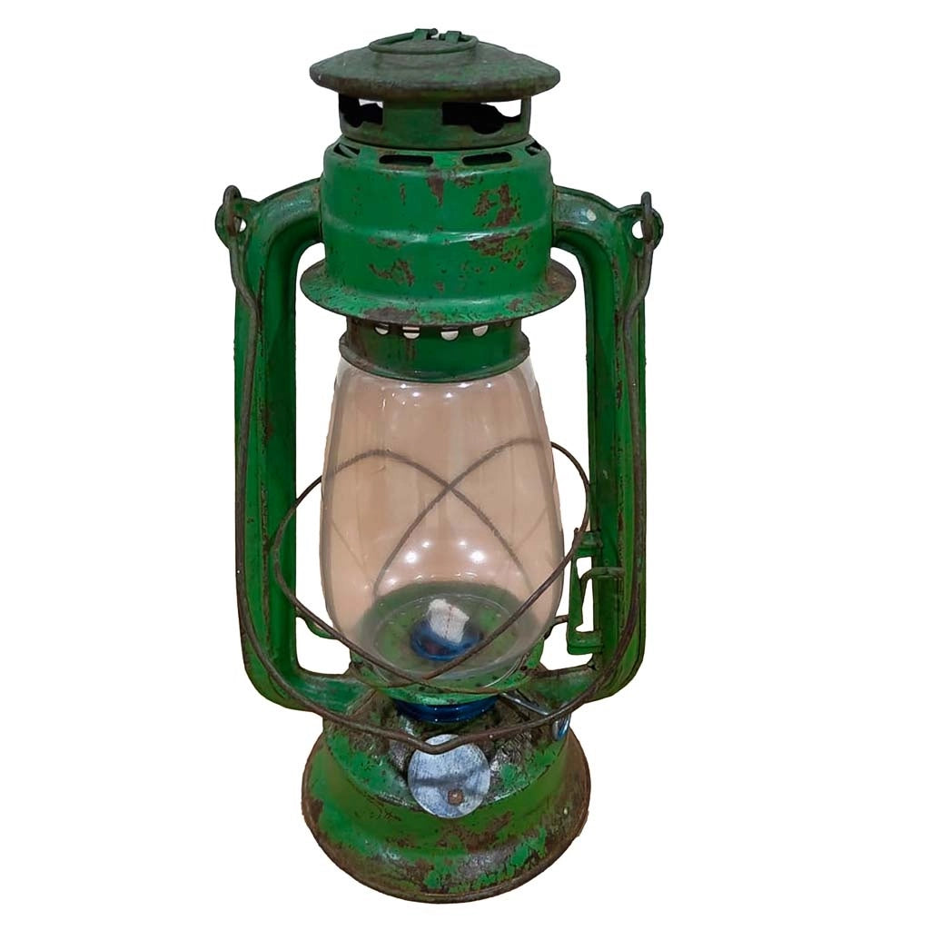 Lanterna artigianale in metallo verde 18x18x32
