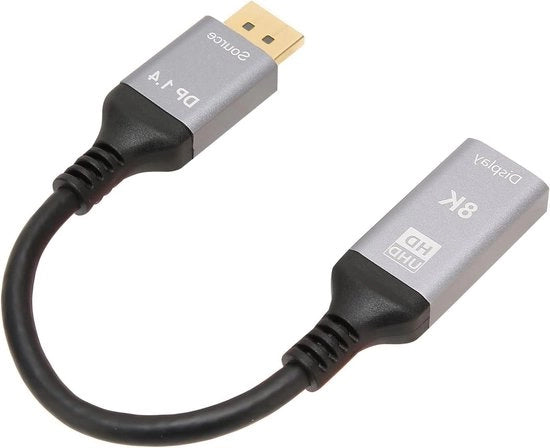 Adattatore DisplayPort 1.4 a HDMI 2.1 - Cavo per Laptop/PC/TV/Proiettore - Supporto 8K 60Hz/4K 120Hz/2K 144Hz HDR e 3D.